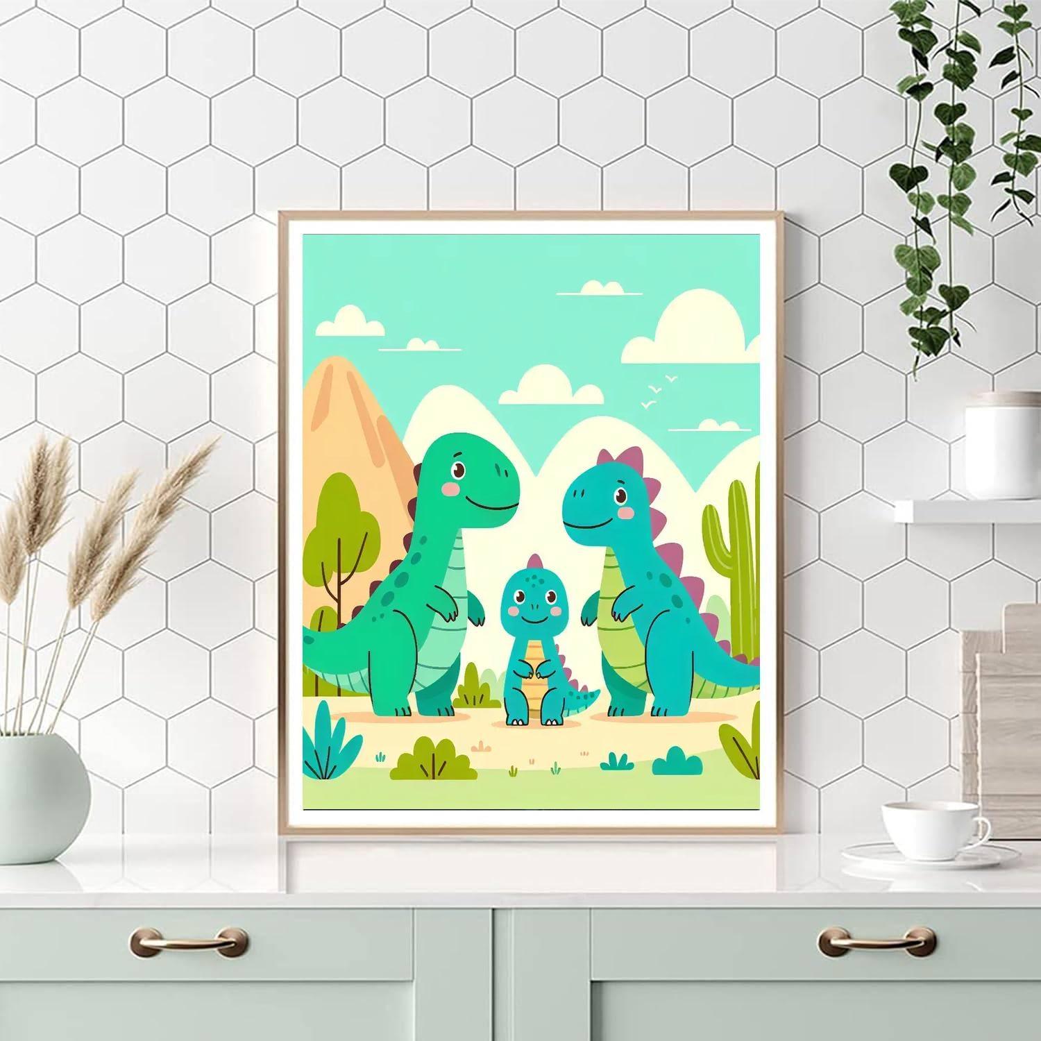 Adorable Dino Family Paint By Numbers Art