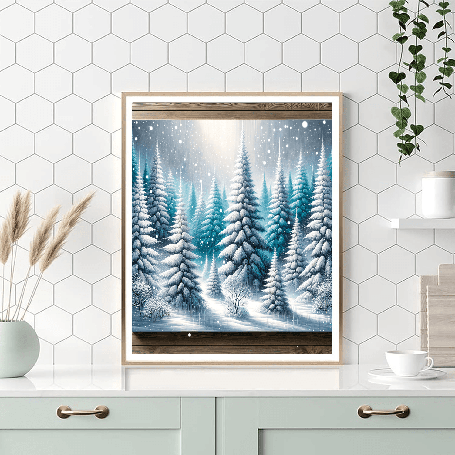 Snowy Pine Wonderland Painting Number Kit