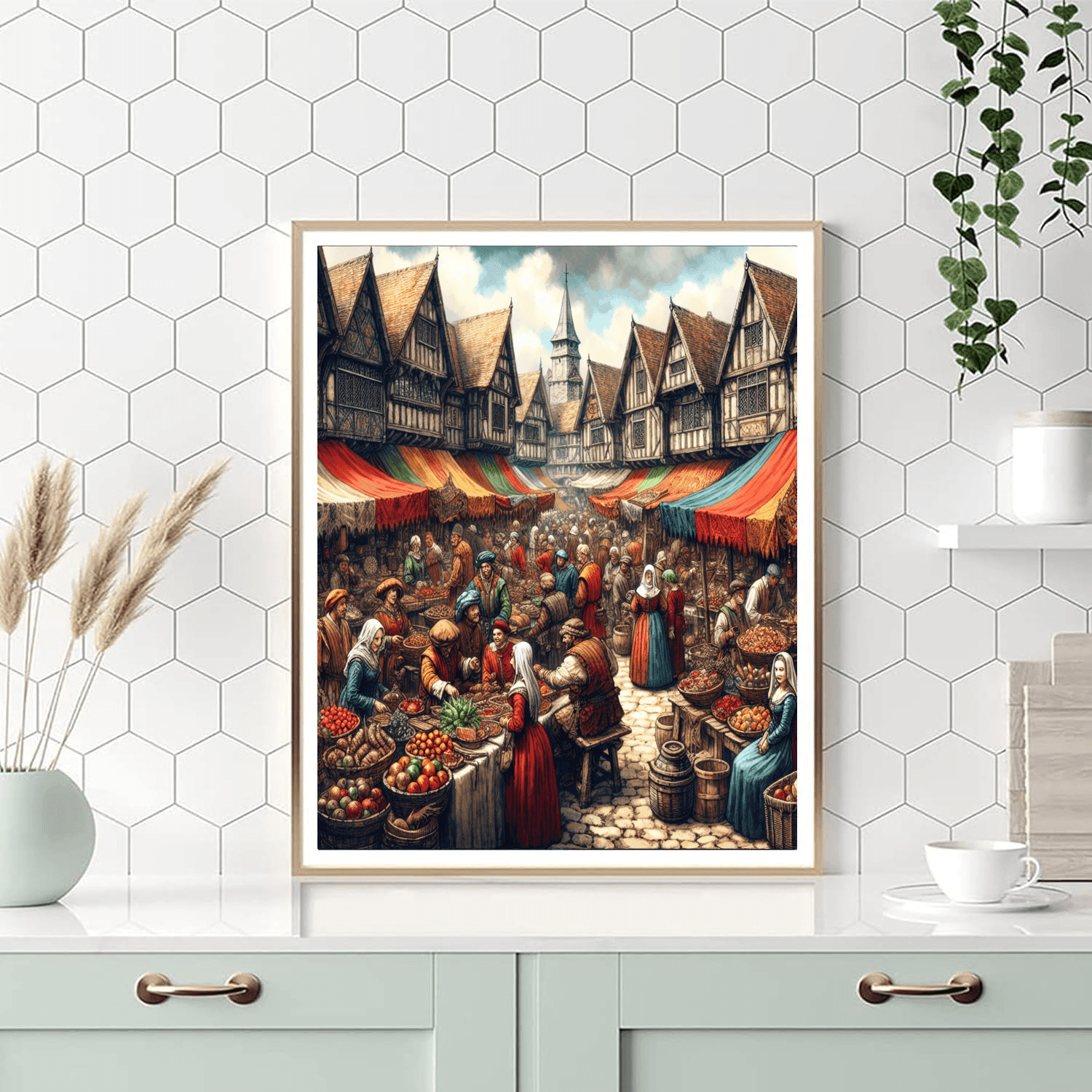 Medieval Market Day Number Painting