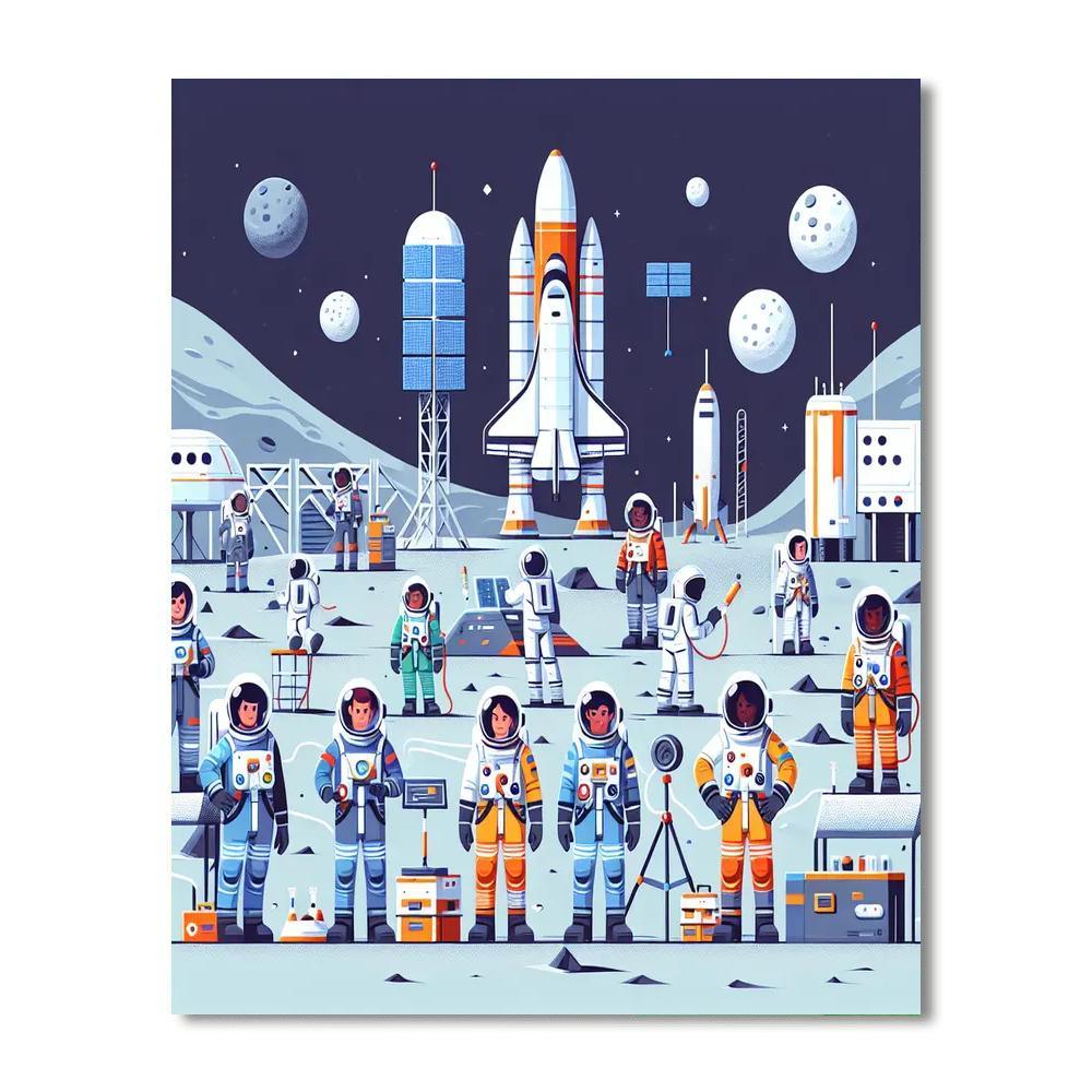 Lunar Colony Exploration Painting By Numbers Kit