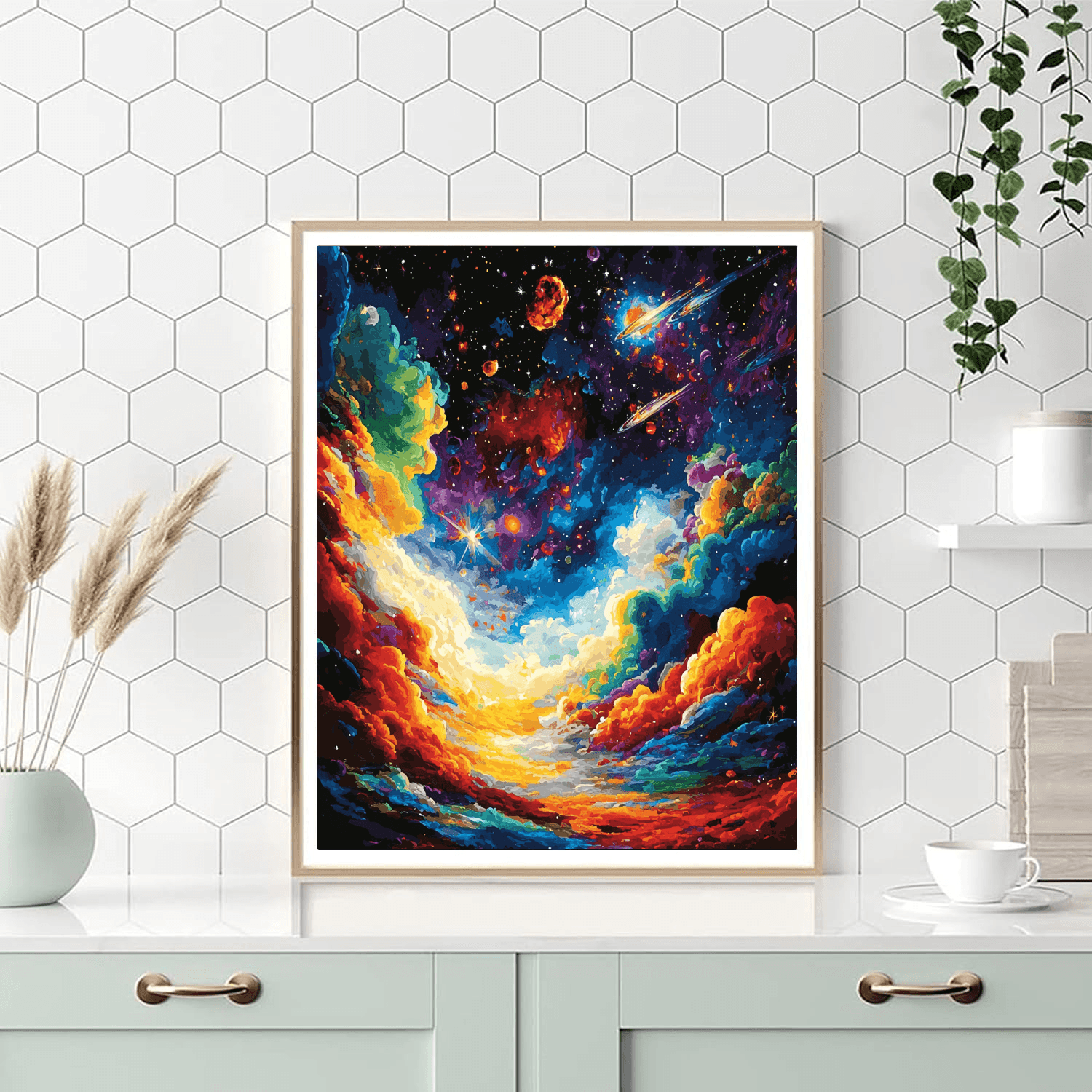 Jackson Pollock Inspired Cosmic Voyage  DIY Paint By Numbers