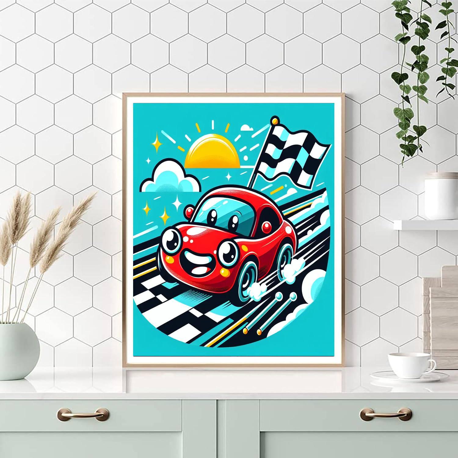 Energetic Race Car Paint By Numbers Art