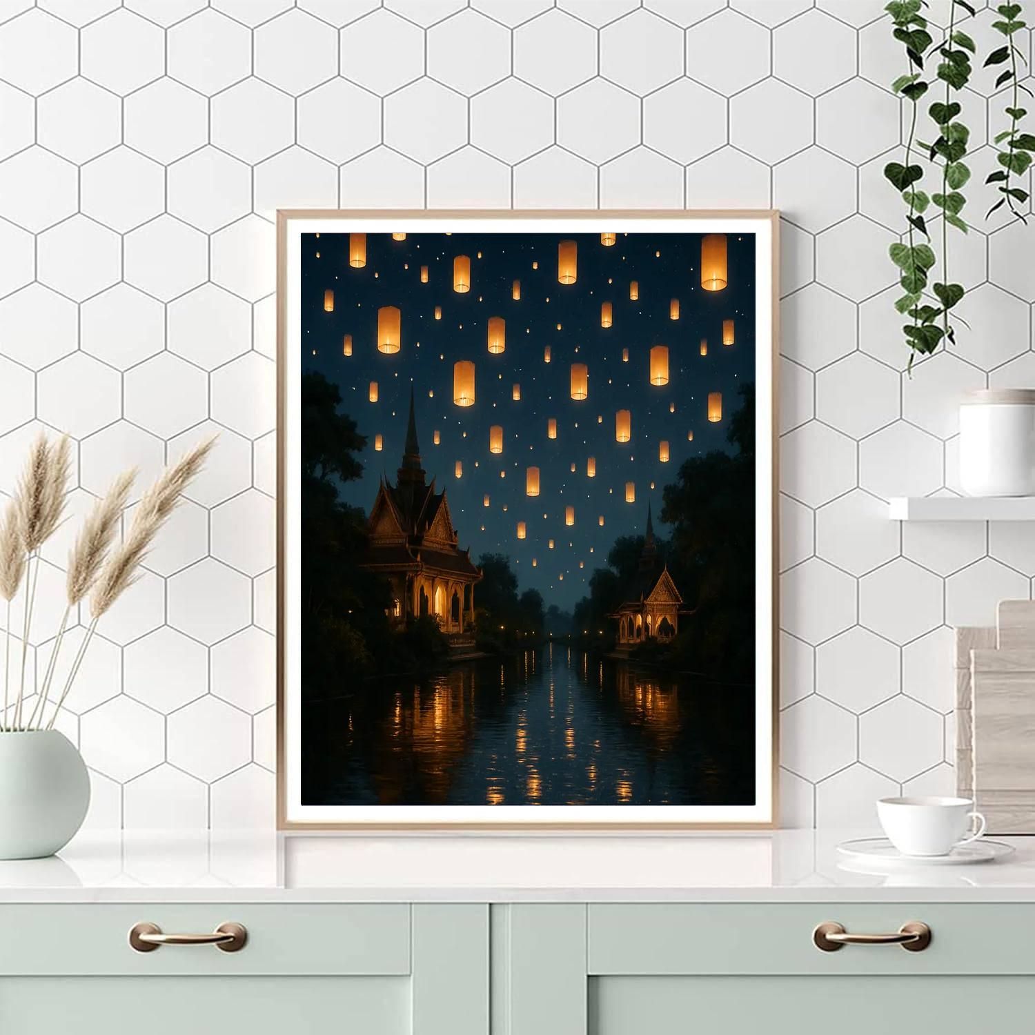 Yi Peng Festival - Thailand Painting By Numbers Kit