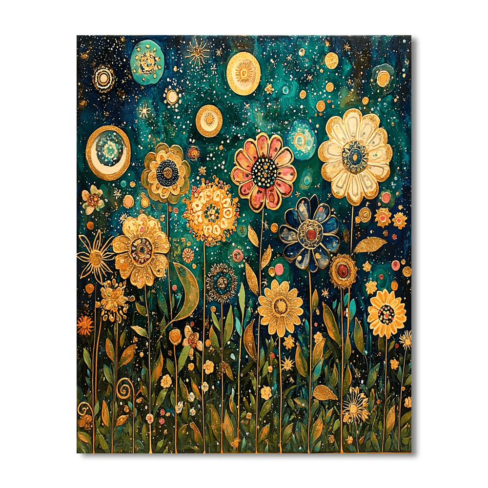 Gustav Klimt Inspired Celestial Gardens  Painting By Numbers Kit
