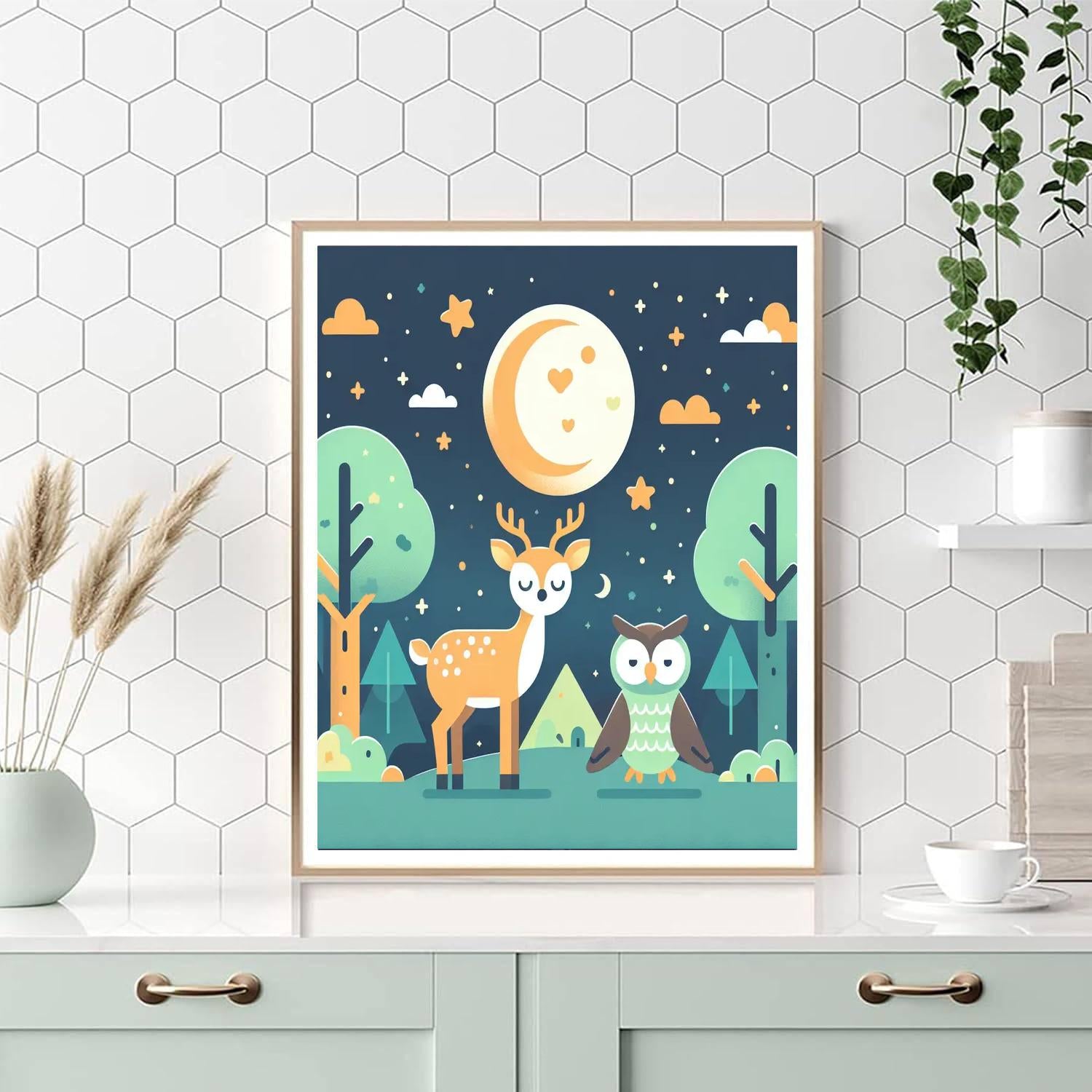 Moonlit Woodland Walk Number Painting