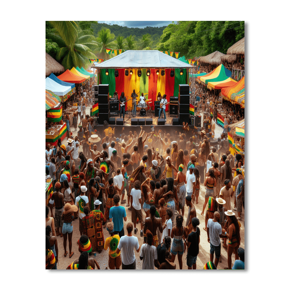 Kingston's Reggae Festival - Jamaica Number Painting
