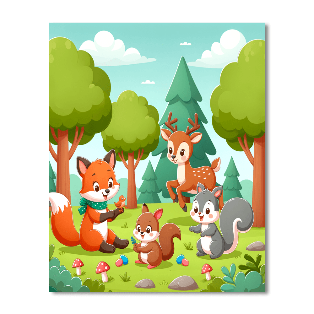 Happy Little Woodland Creatures DIY Paint By Numbers