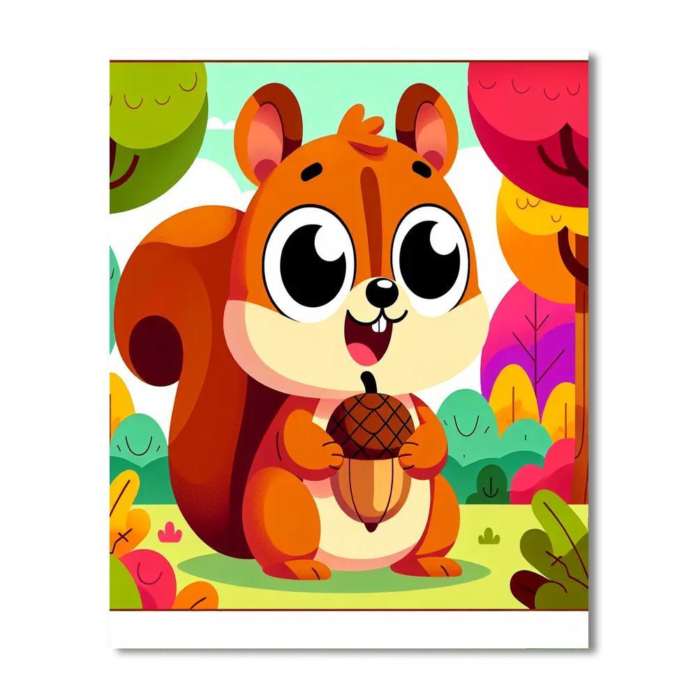 Charming Little Squirrel Number Painting