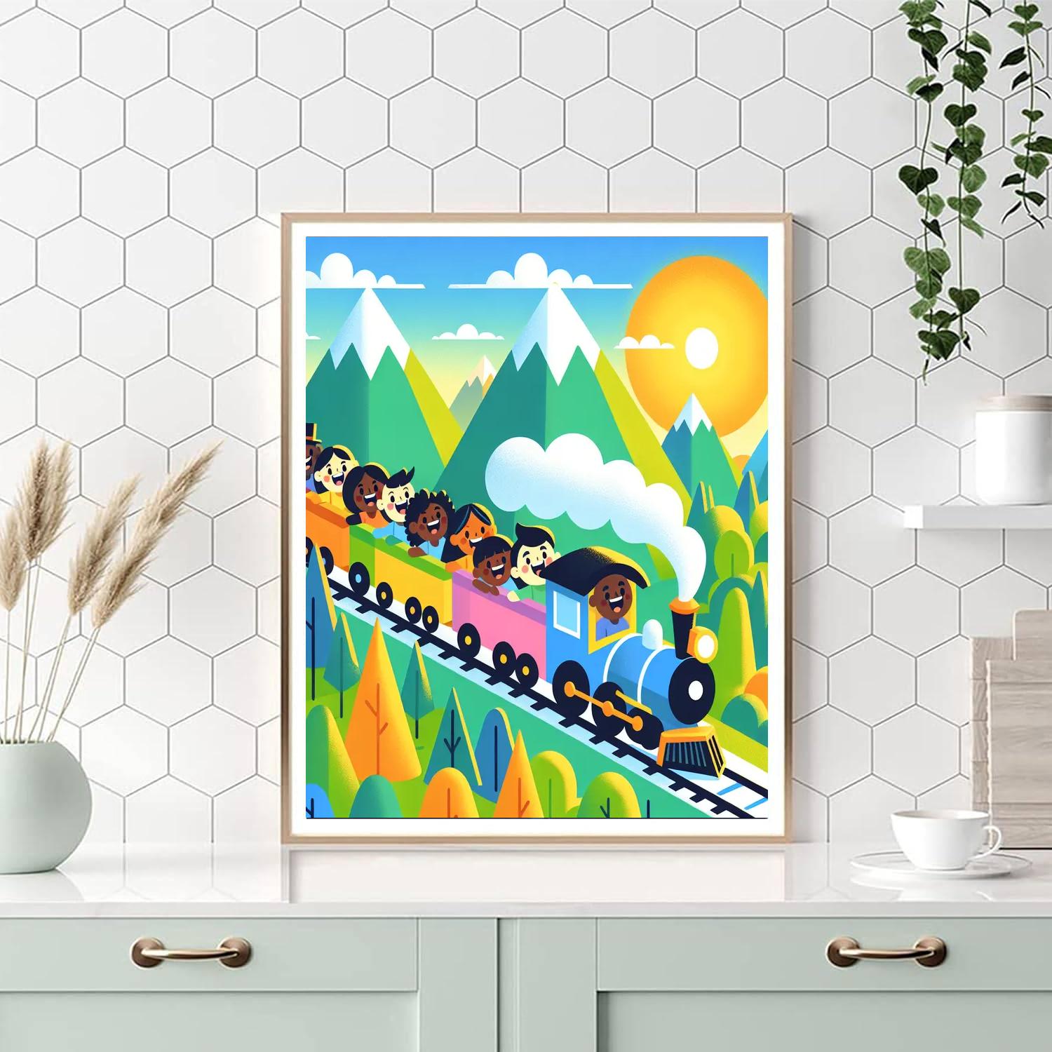 Happy Train Ride Paint By Numbers Art