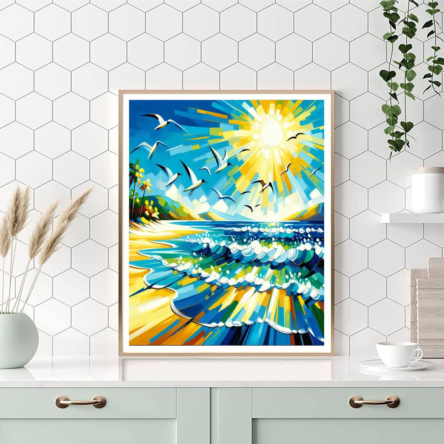 Sunny Coastal Paradise Paint By Numbers Art