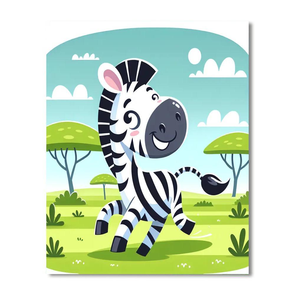 Lively Zebra Paint By Numbers Art