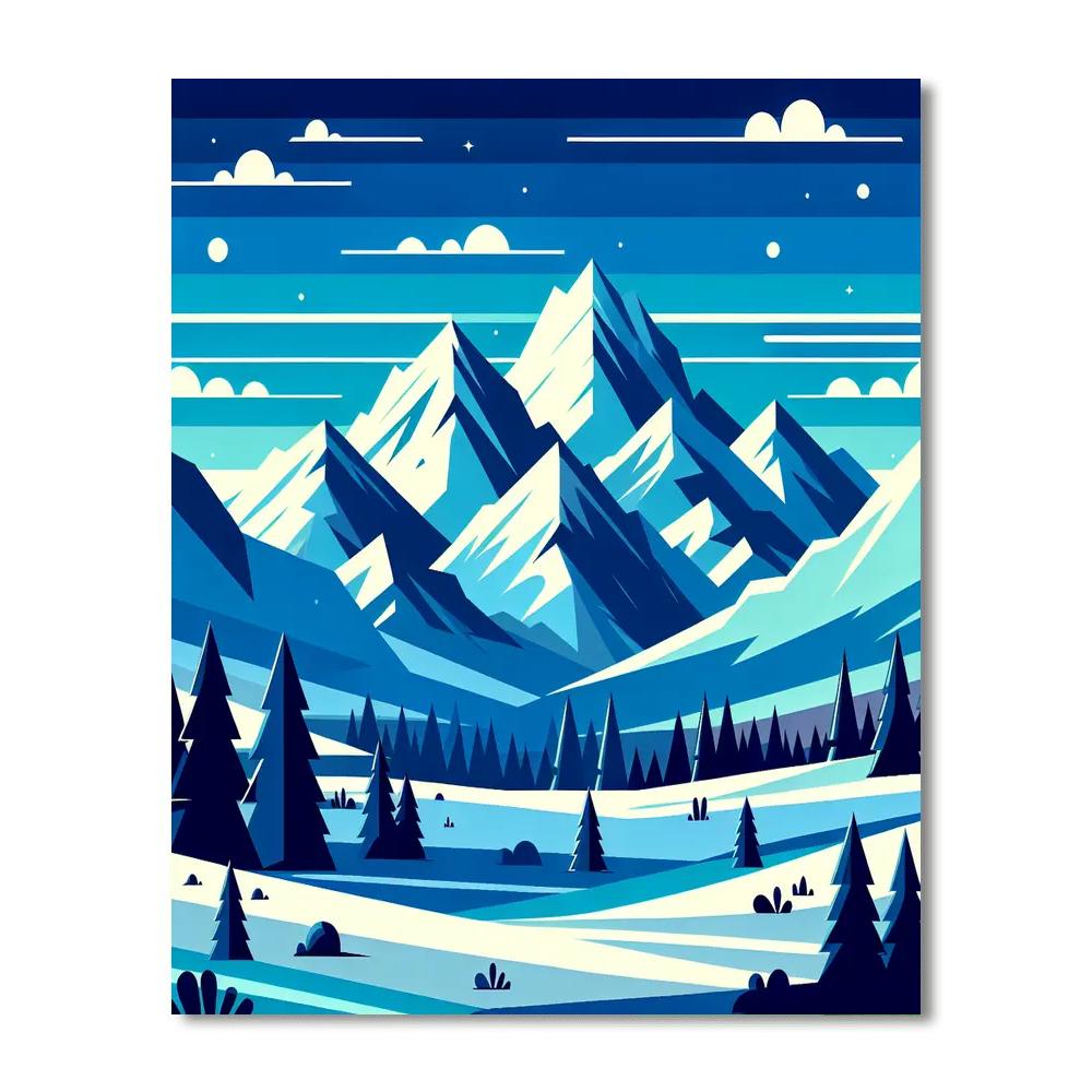 Snowy Peaks Paint By Numbers Art