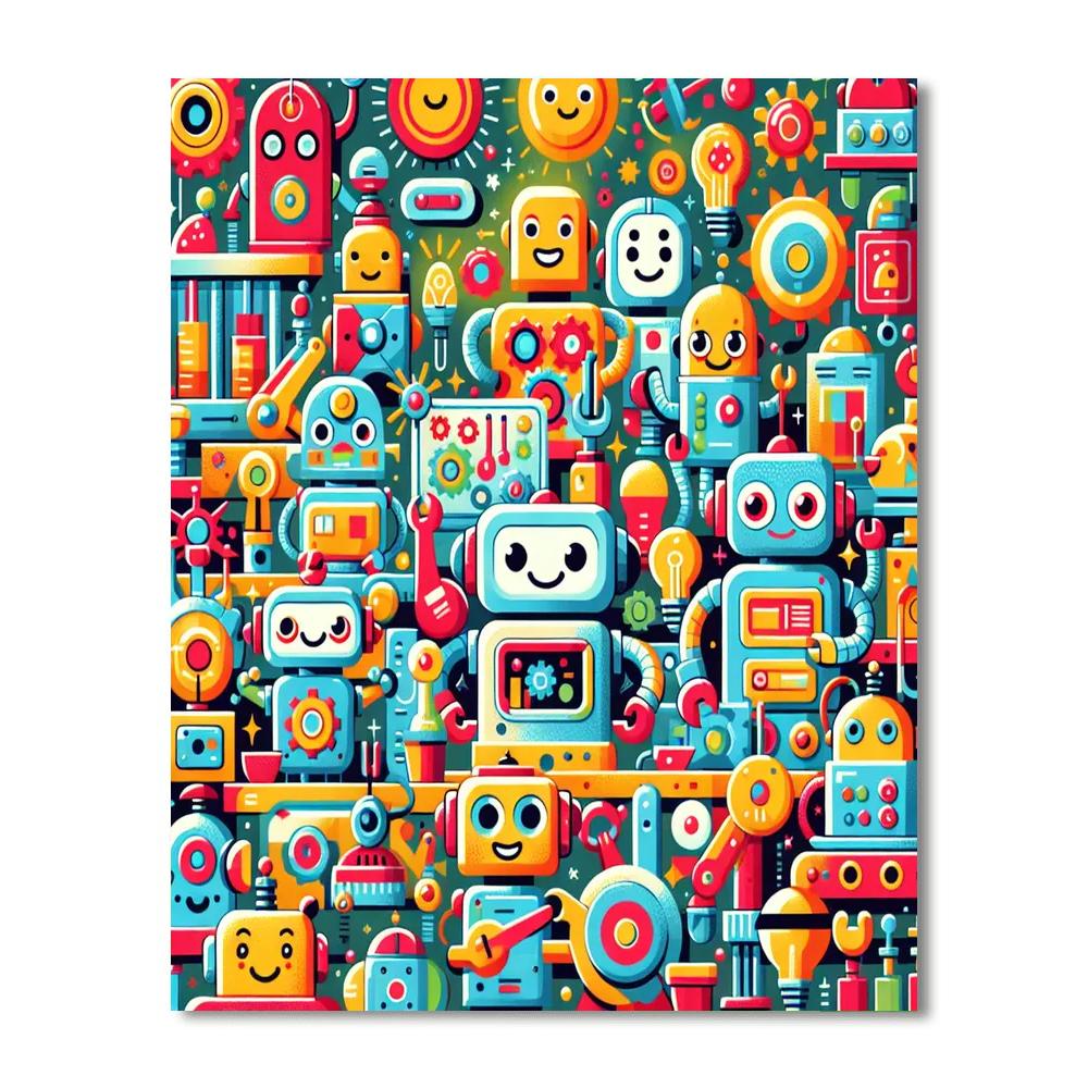Colorful Robot Adventures Numbered Painting Kits