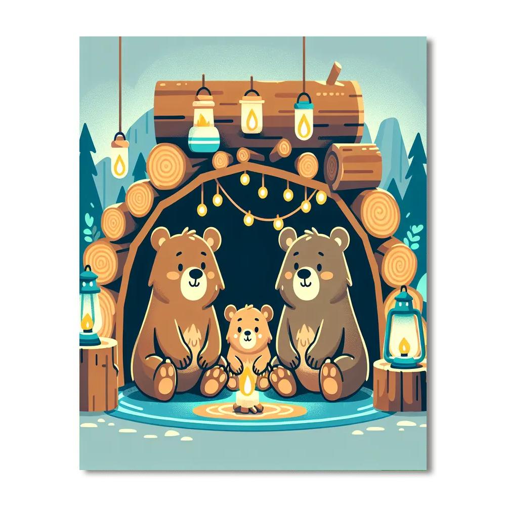 Cozy Bear's Den Paint By Numbers