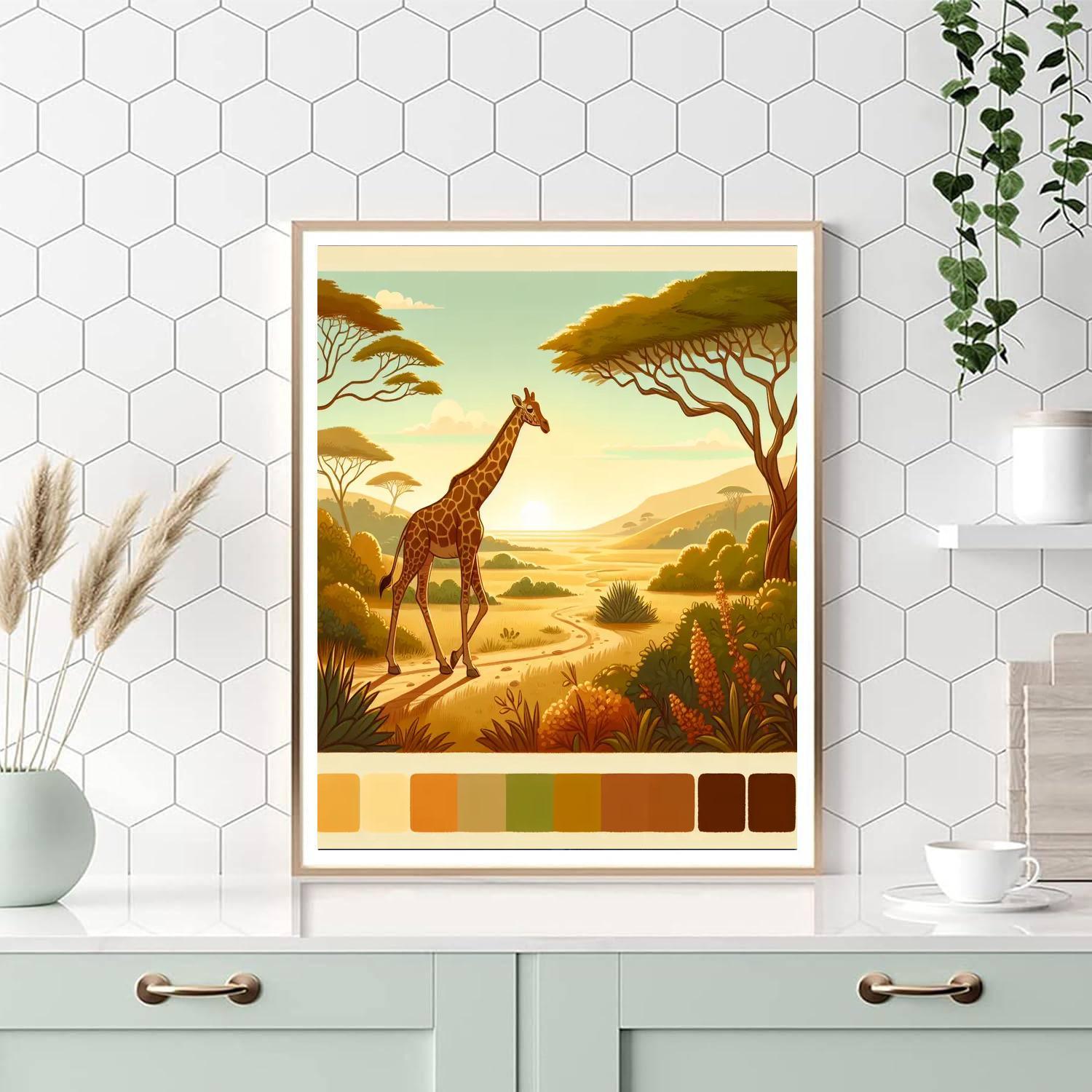Giraffe's Tall Adventure Paint By Numbers