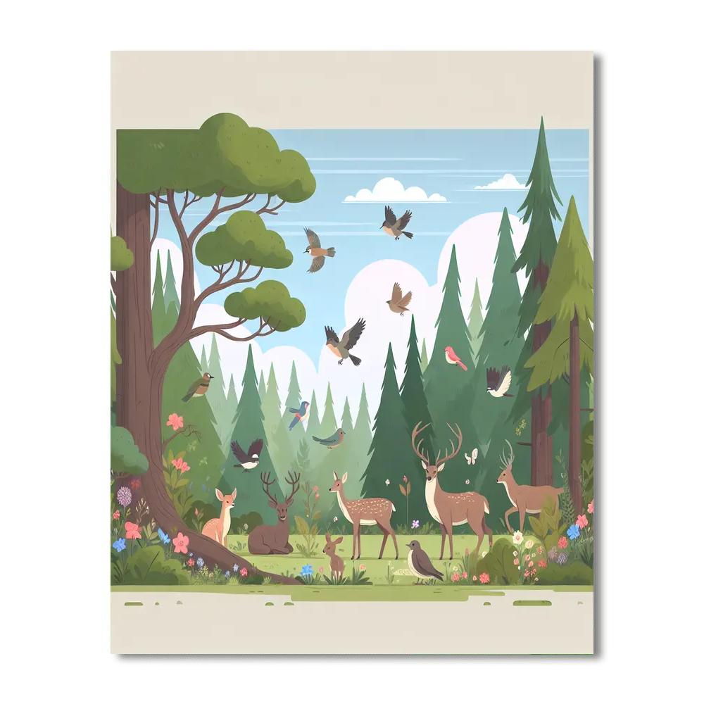 Charming Forest Walk Painting Number Kit