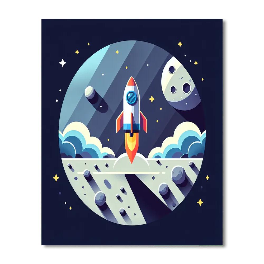 Rocket To The Moon Adventure Paint By Color