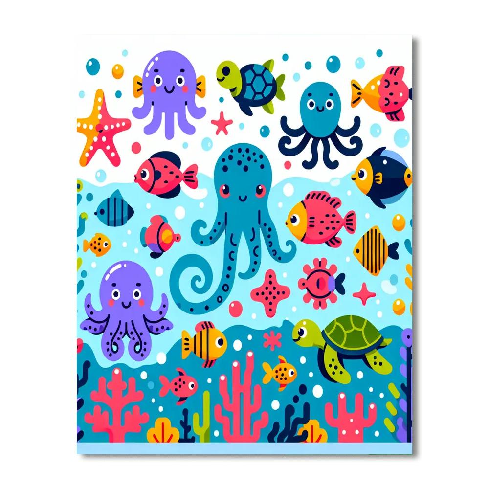 Friendly Ocean Critters Number Painting