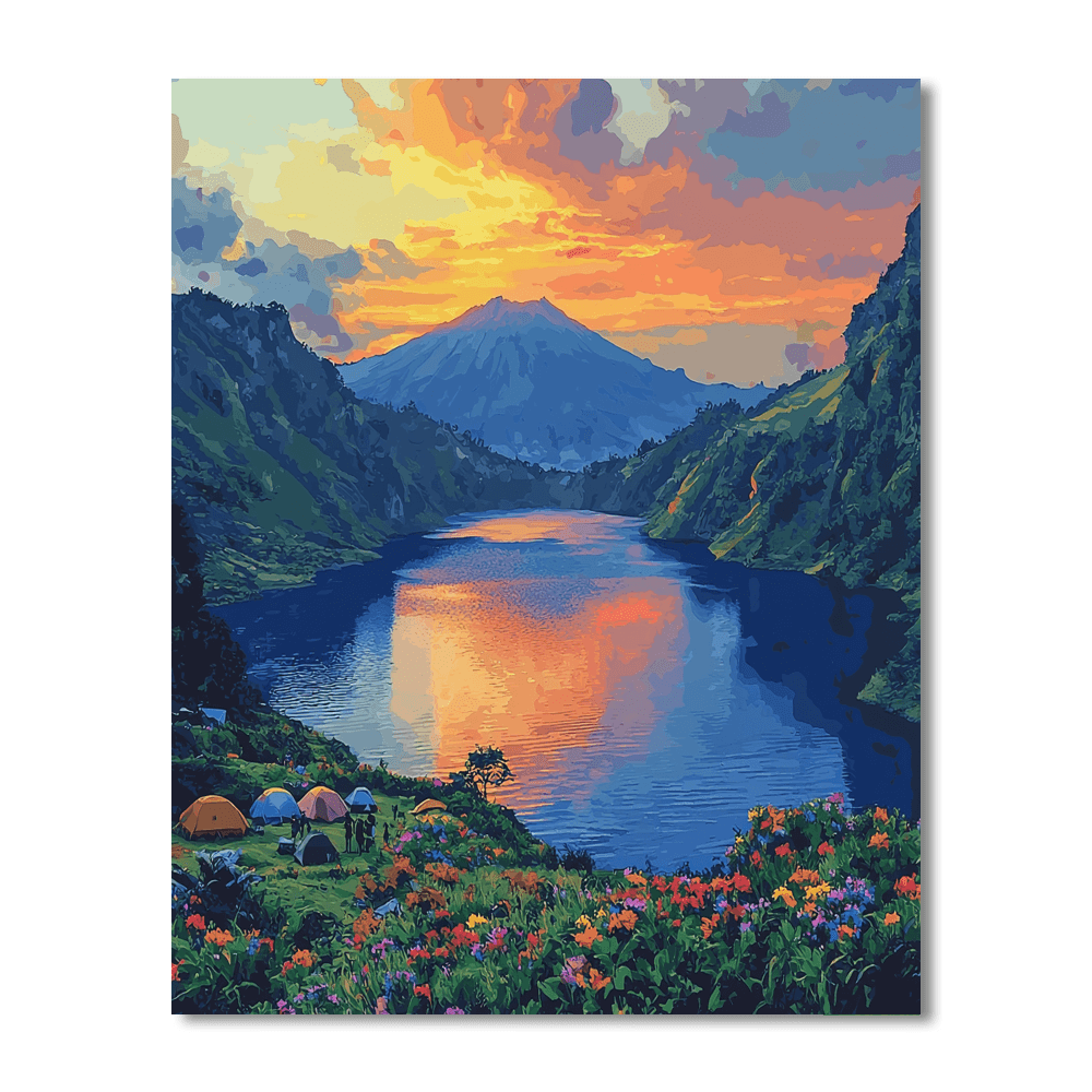 Mount Rinjani Crater Lake - Lombok Numbered Painting Kits