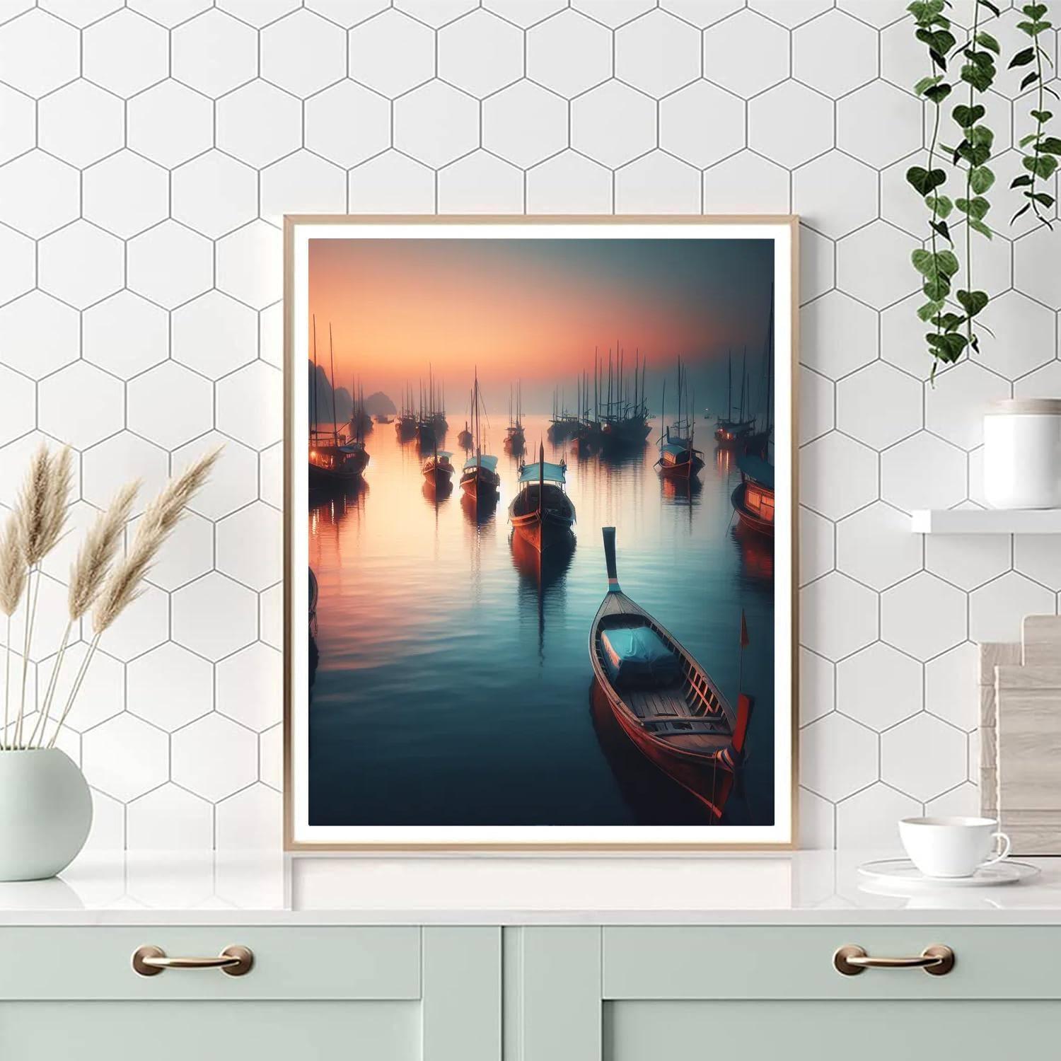 Peaceful Evening Harbor Painting By Numbers Kit