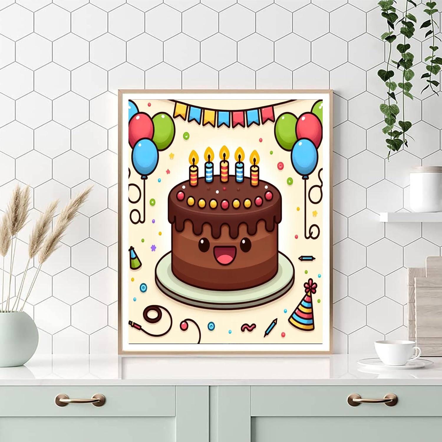 Cheerful Chocolate Cake Number Painting