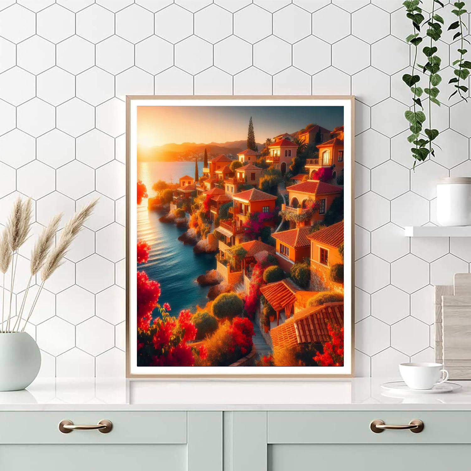 Sun-kissed Mediterranean Village Painting By Numbers Kit