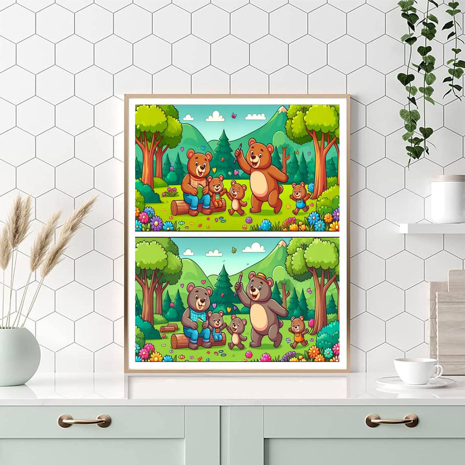 Cozy Bear Family Paint By Numbers Art