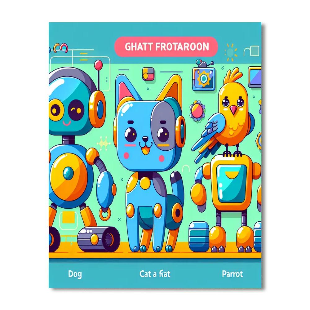 Sassy Robot Pets Painting By Numbers Kit