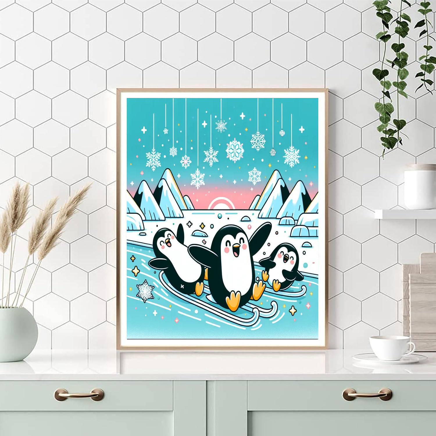 Cheerful Penguin Parade Paint By Numbers Kits