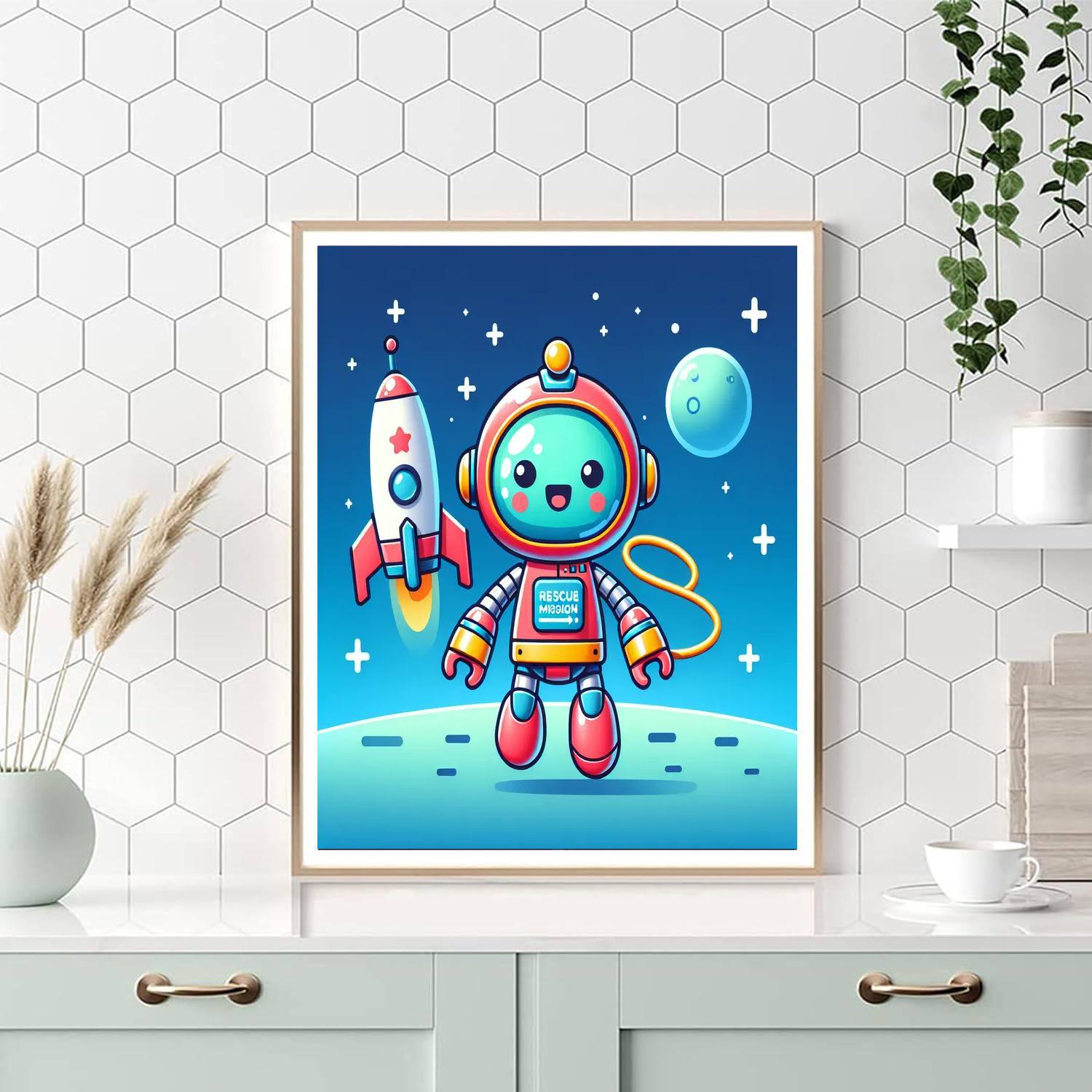 Galactic Robot Rescue Mission DIY Paint By Numbers