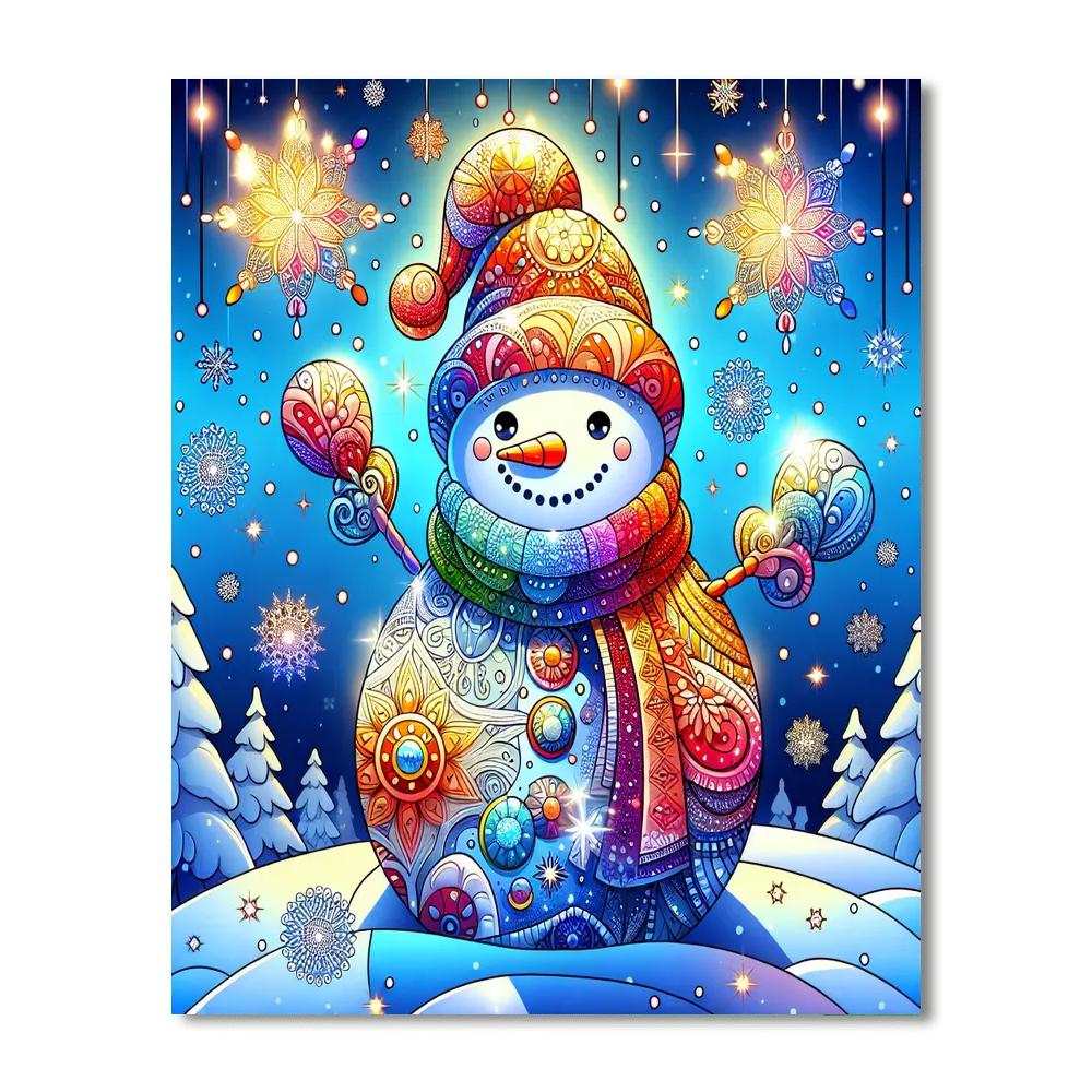 Sparkling Snowman DIY Paint By Numbers