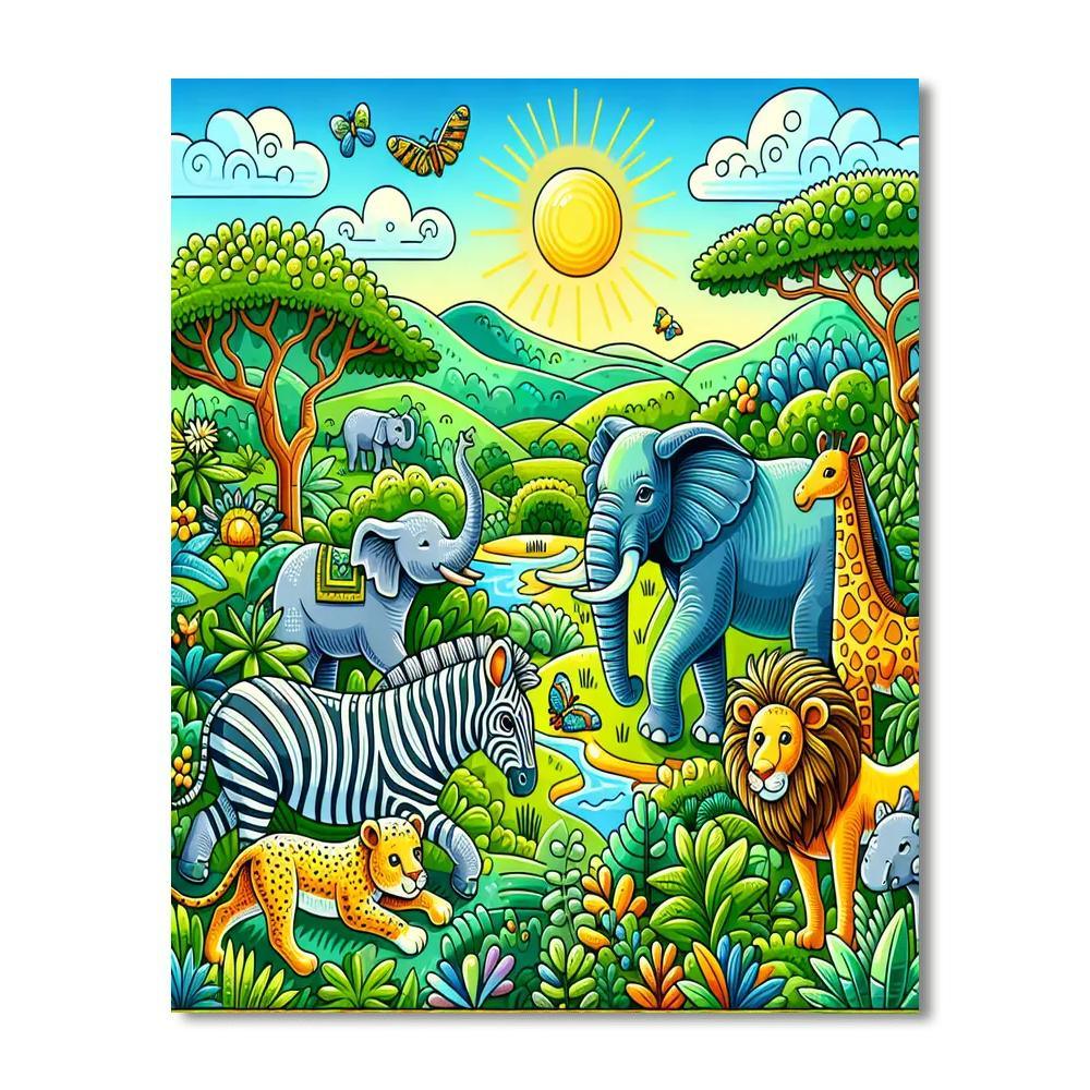 Joyful Playful Safari Painting By Numbers Kit
