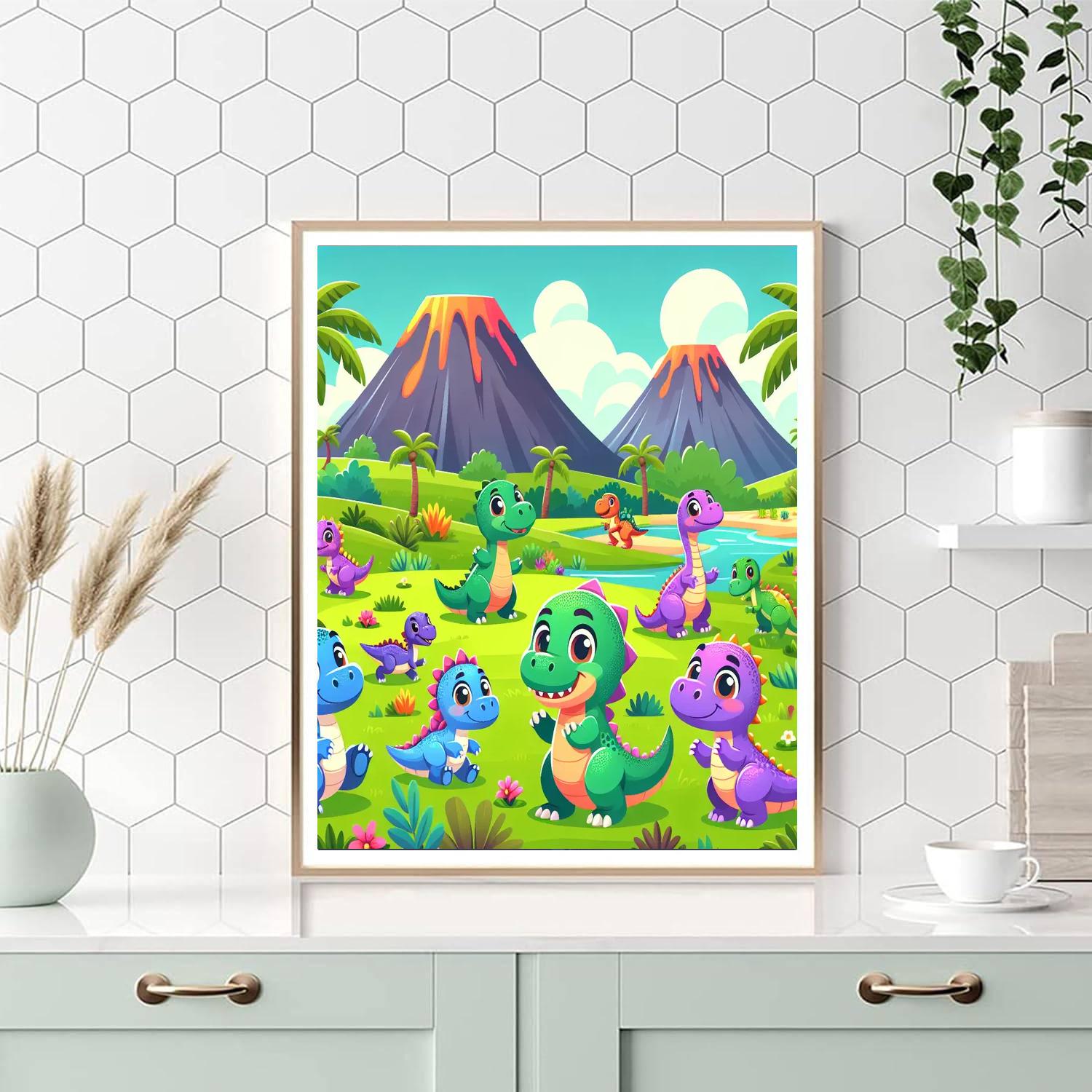 Cute Baby Dinosaurs Number Painting