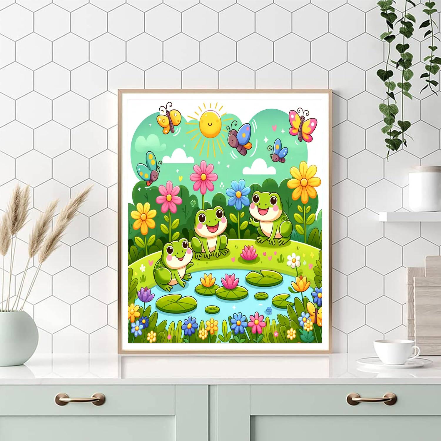 Whimsical Garden Frogs Numbered Painting Kits