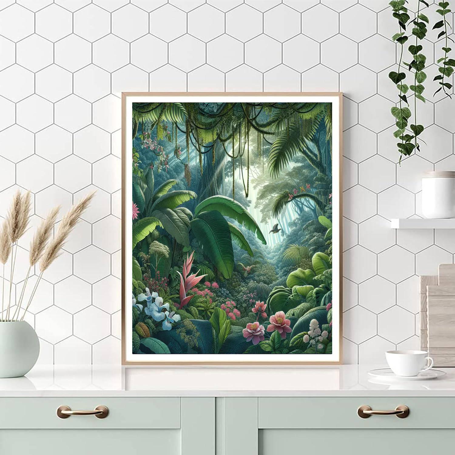 Glistening Rainforest Canopy Painting Number Kit