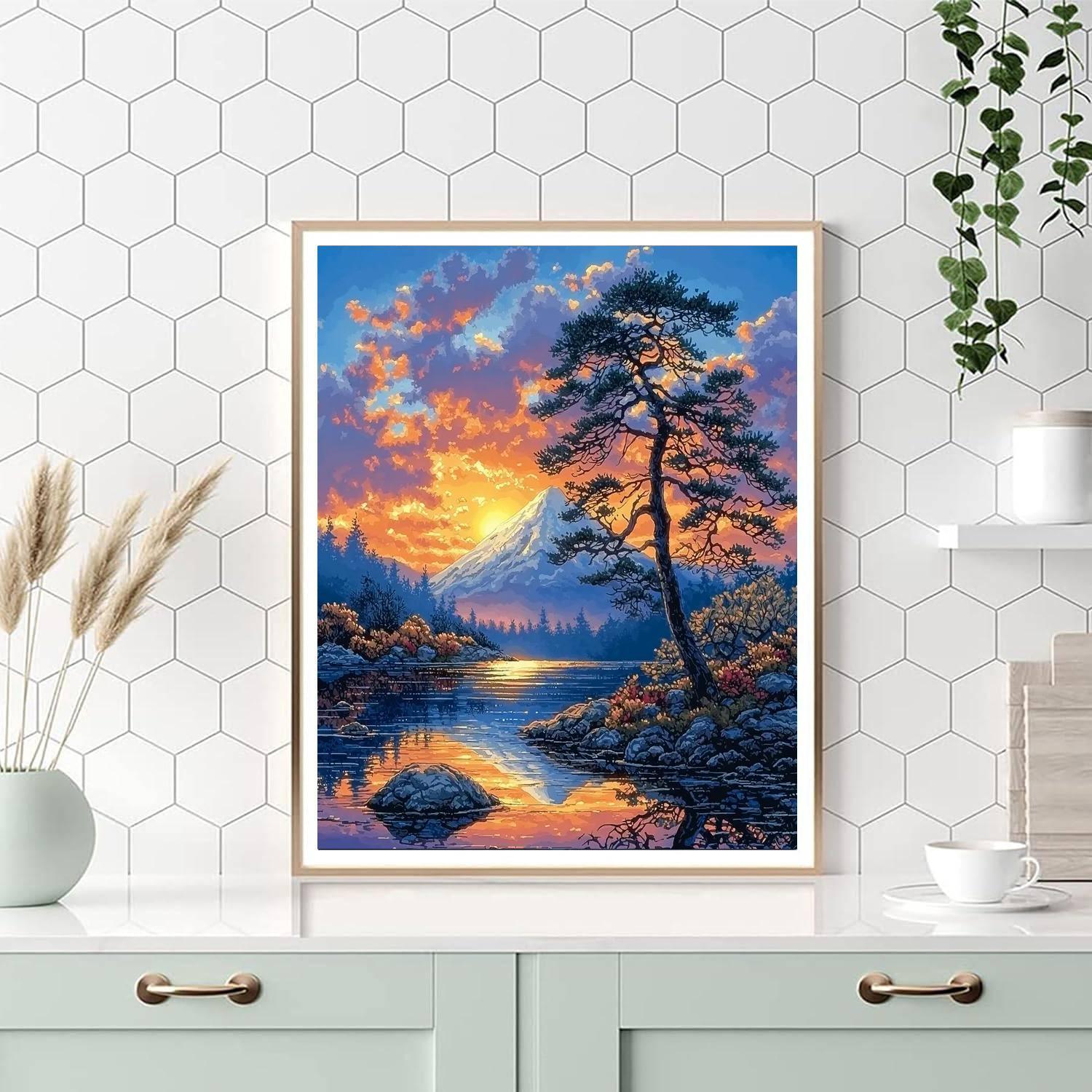 Katsushika Hokusai Inspired Hokusai's Majestic Sunset  Numbered Painting Kits