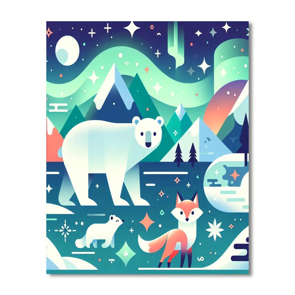 Winter's Magical Aurora Paint By Numbers