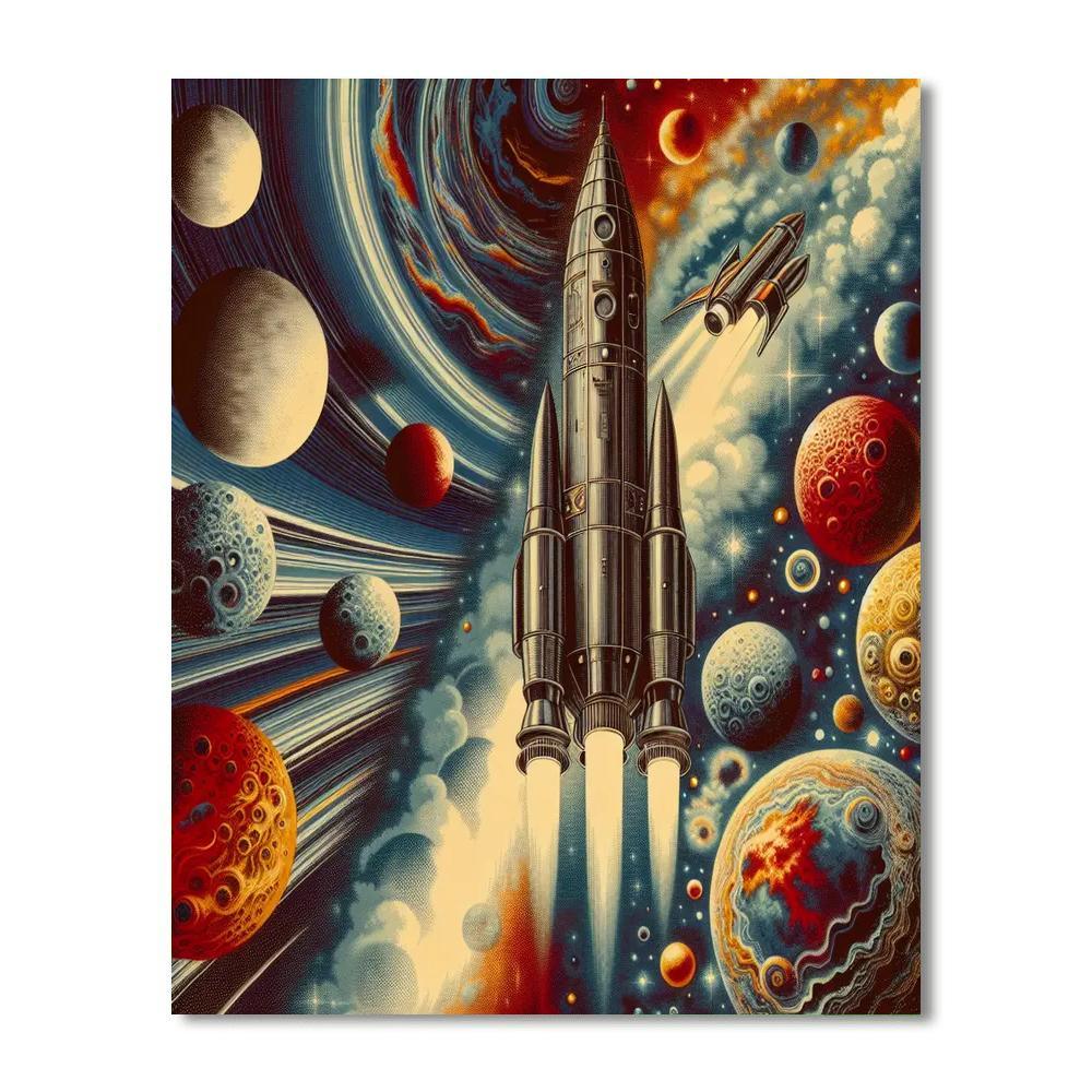 Retro Space Exploration DIY Paint By Numbers