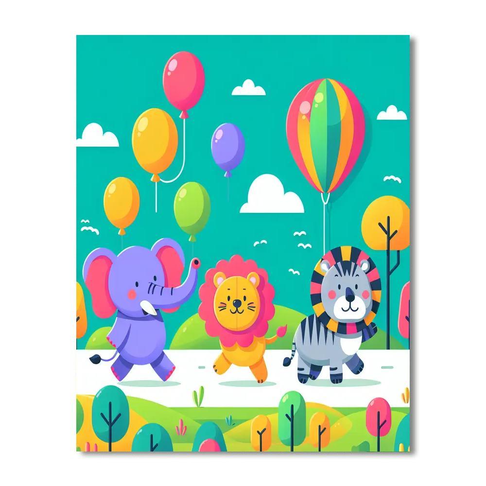 Rainbow Animal Parade Painting Number Kit