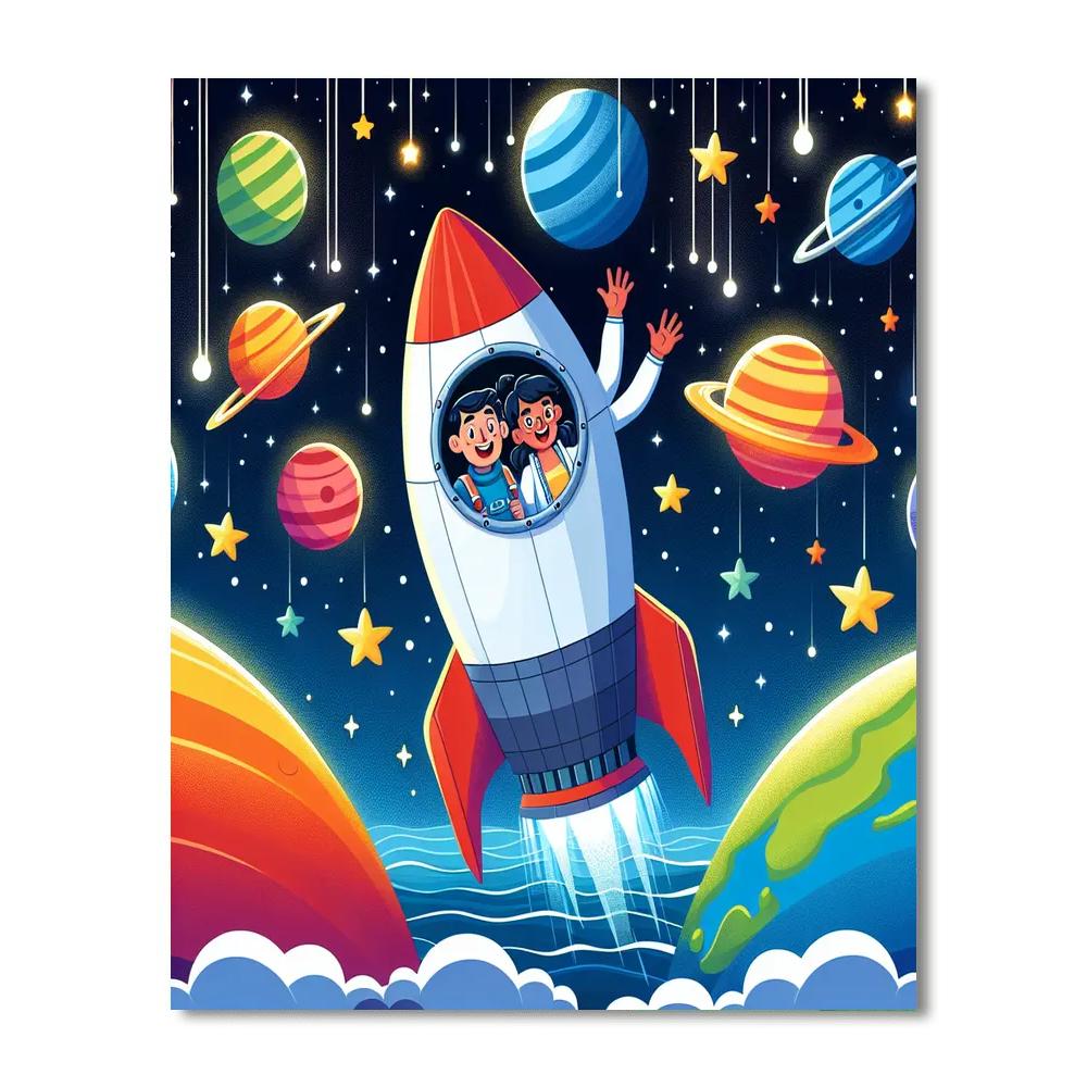 Playful Space Odyssey Paint By Numbers Art