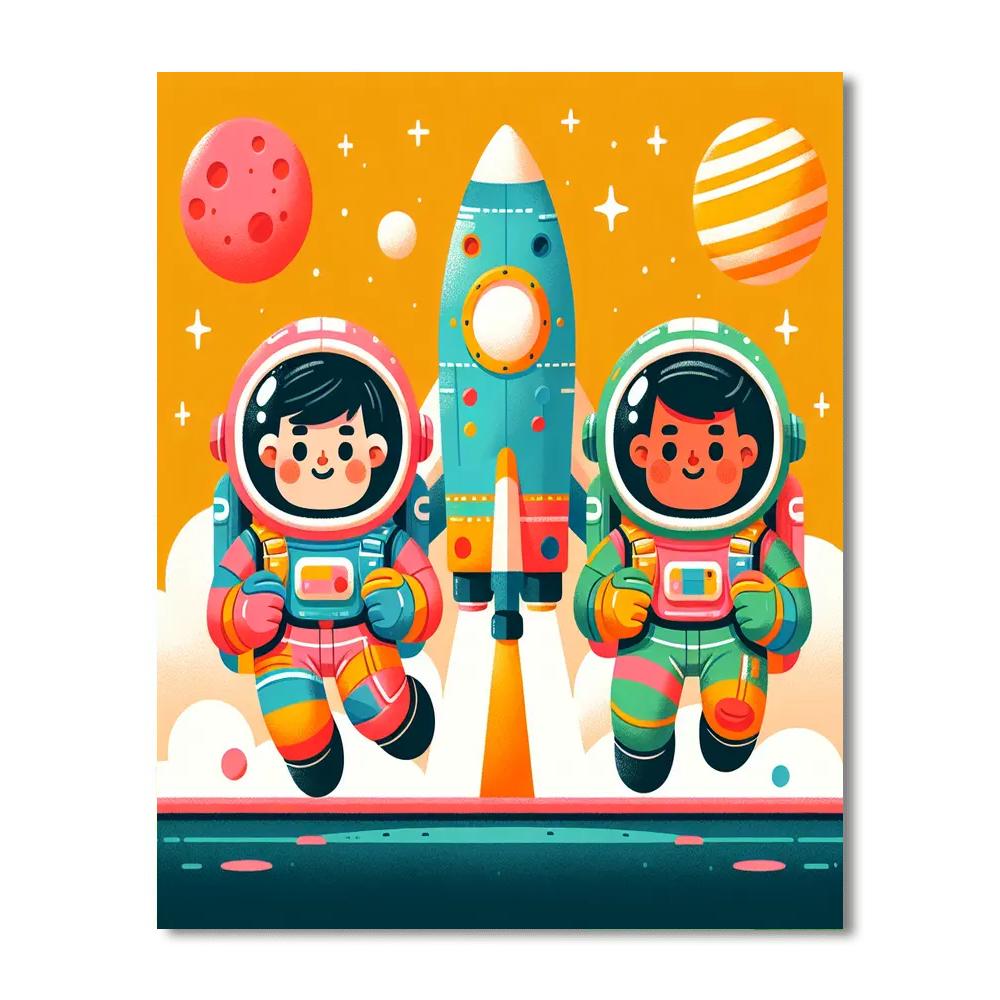 Friendly Astronaut Mission Number Painting
