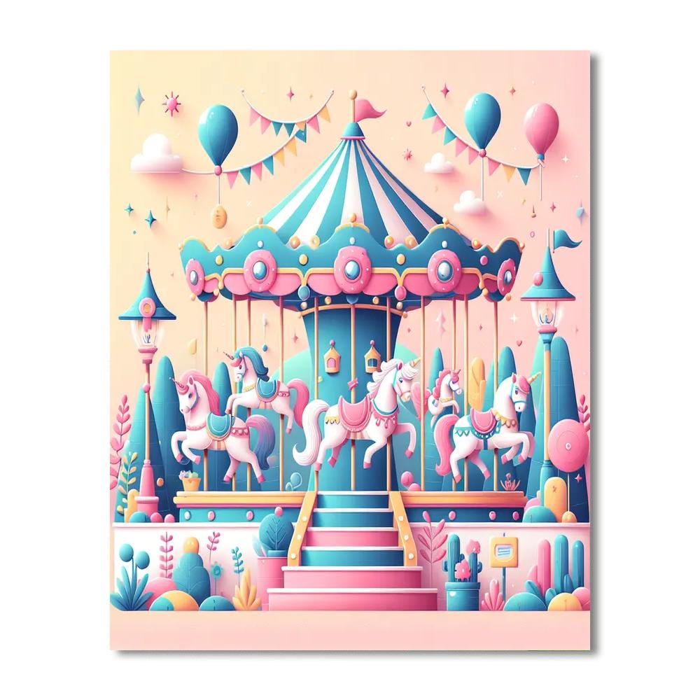 Enchanted Kingdom Carousel Painting Number Kit