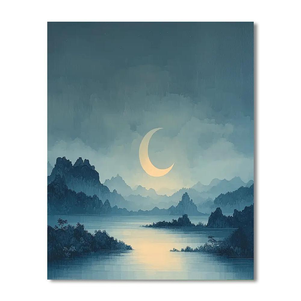 Zhao Mengfu Inspired Crescent Of Dreams  Painting Number Kit