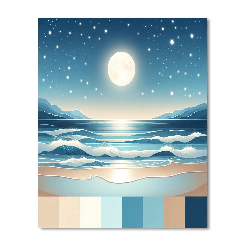 Dreamy Moonlit Beach DIY Paint By Numbers