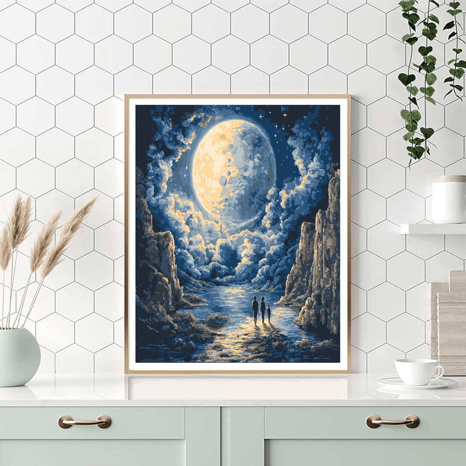 René Magritte Inspired Moonlit Mirage  Paint By Numbers