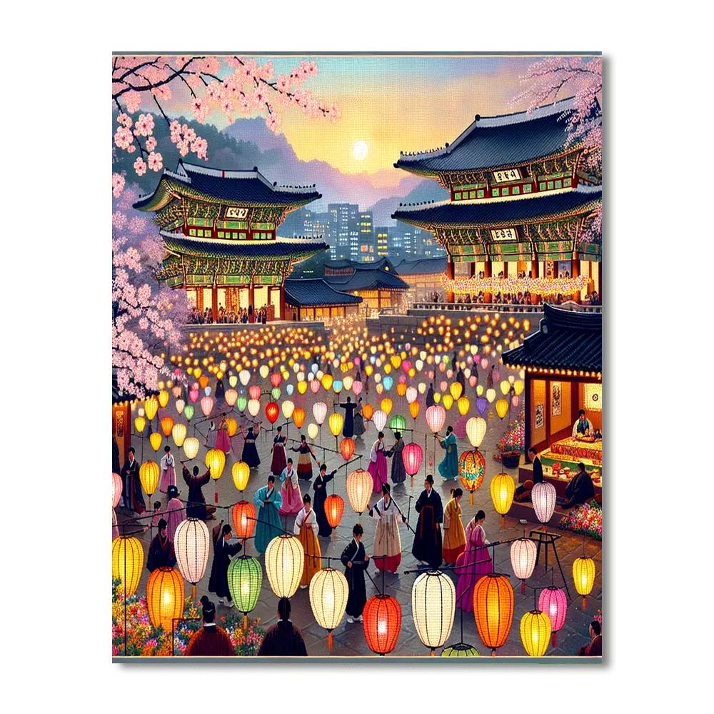Korean Lantern Festival - Seoul Paint By Numbers Kits