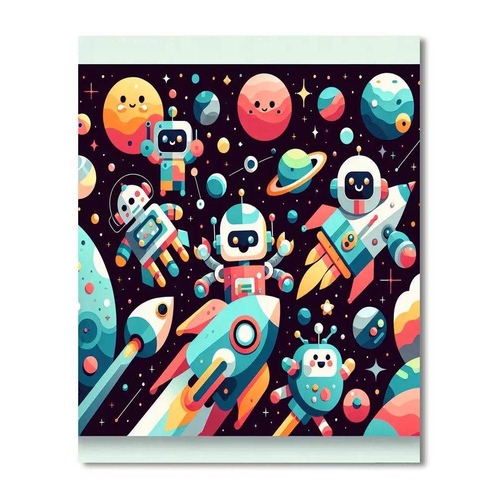 Happy Space Robots Numbered Painting Kits
