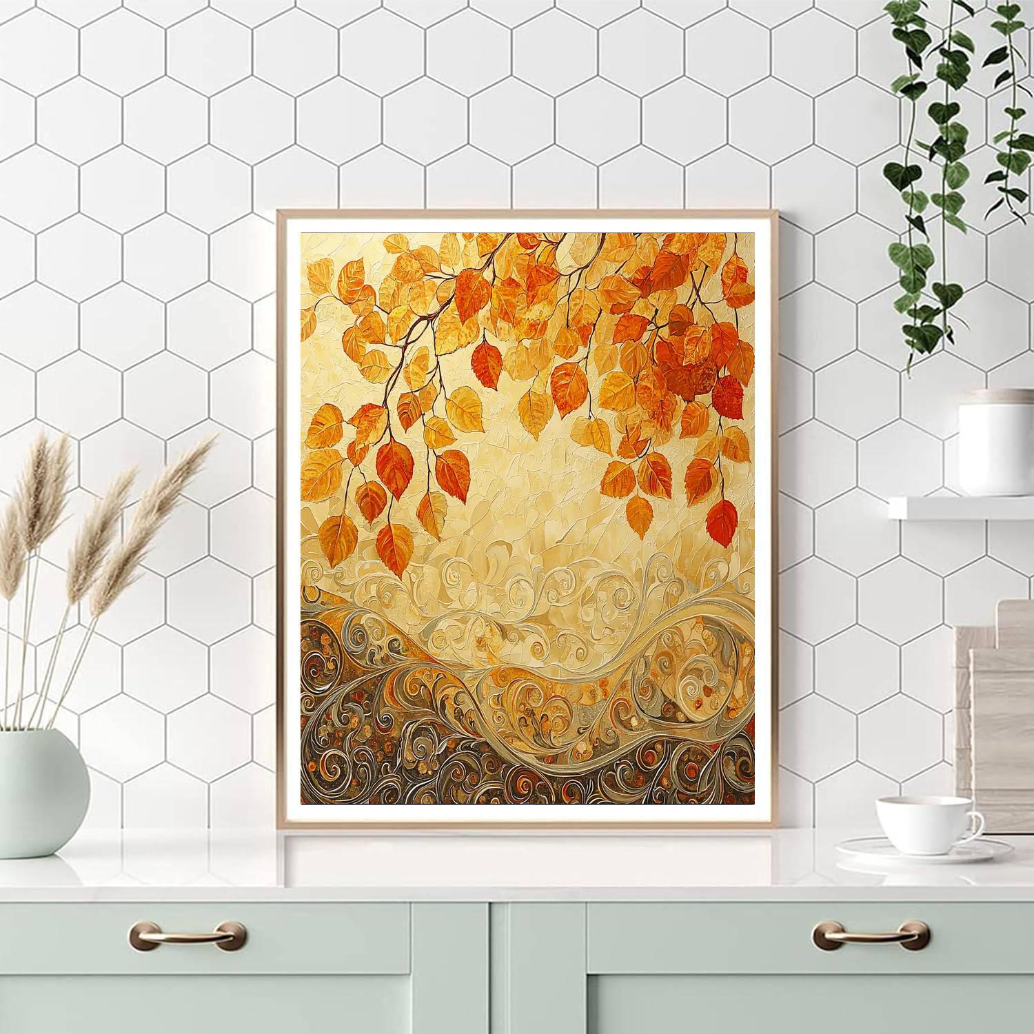 Gustav Klimt Inspired Ethereal Autumn Foliage  Painting Number Kit