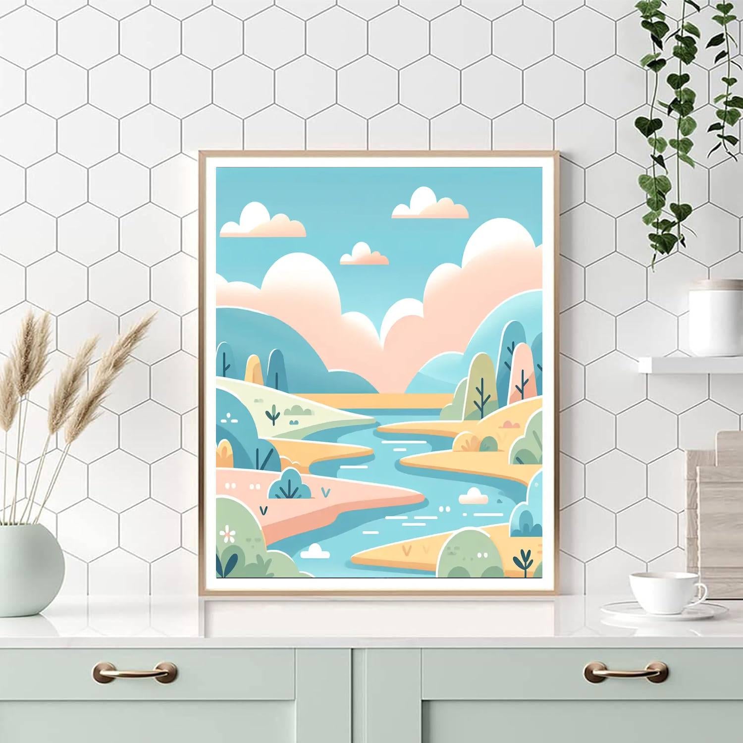 Peaceful Pastel Paradise Paint By Numbers Art