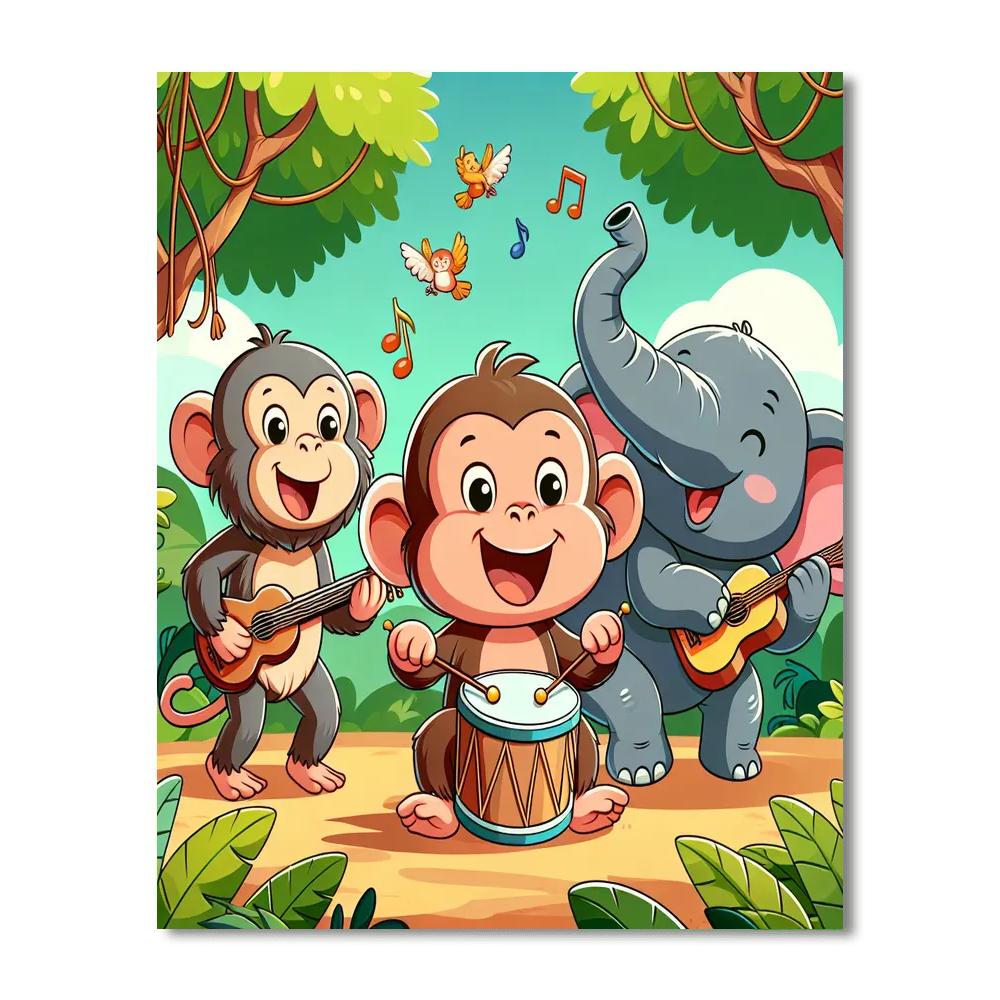 Jungle Animal Orchestra DIY Paint By Numbers